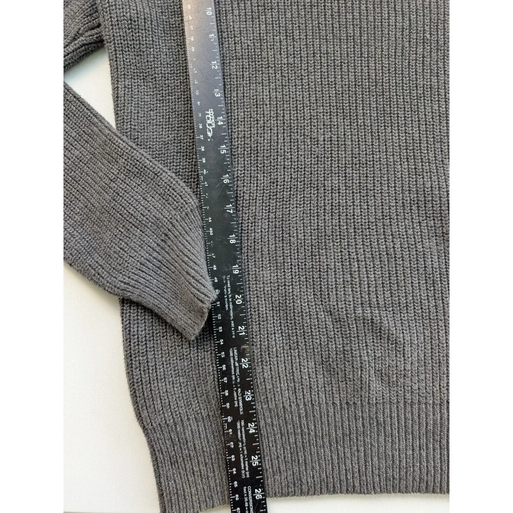 J.Crew Woodsman Knit Sweater Leather Shoulder Patches Cotton Gray Sz Large NEW